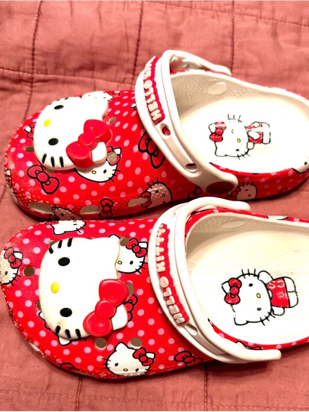 Crocs X Sanrio Hello Kitty Red and White little girls 12